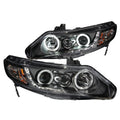 Anzo 2006-2011 Honda Civic Projector Headlights w/ Halo Black (CCFL)