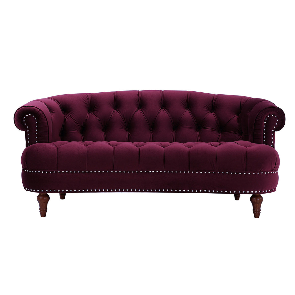 La Rosa Victorian Chesterfield Loveseat, Burgundy Velvet