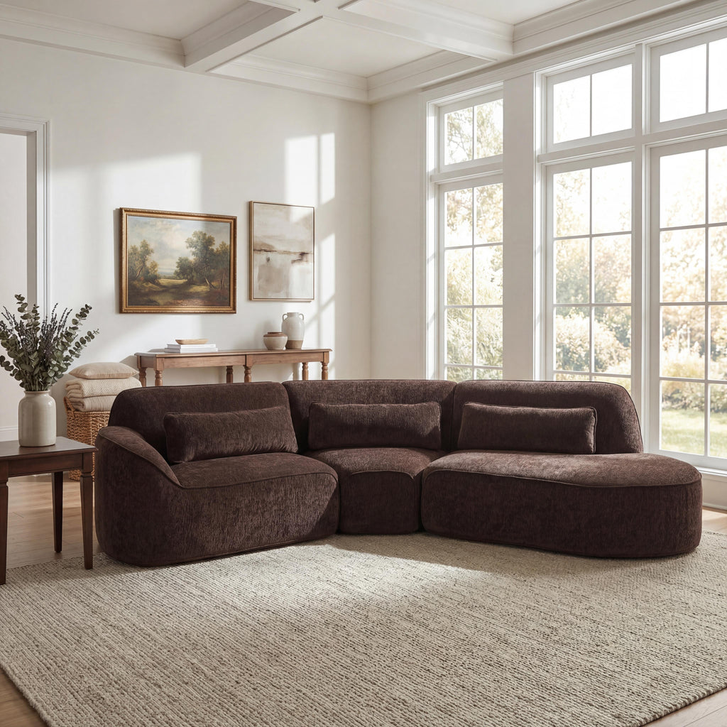123" Modern Curved Sectional Sofa with Chaise Lounge