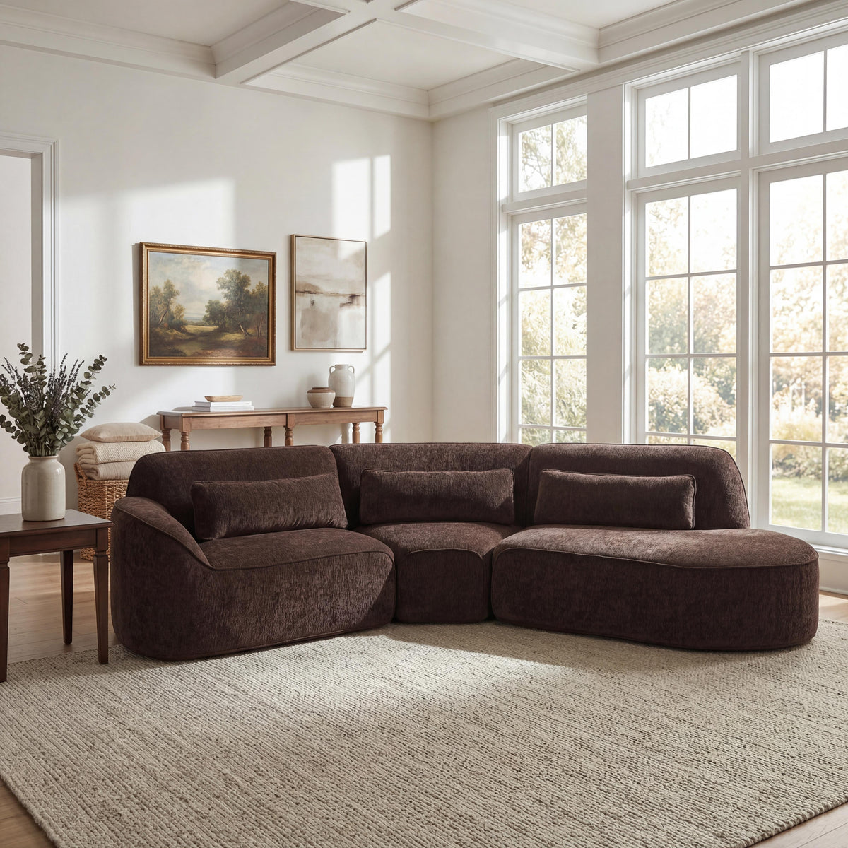 123" Modern Curved Sectional Sofa with Chaise Lounge