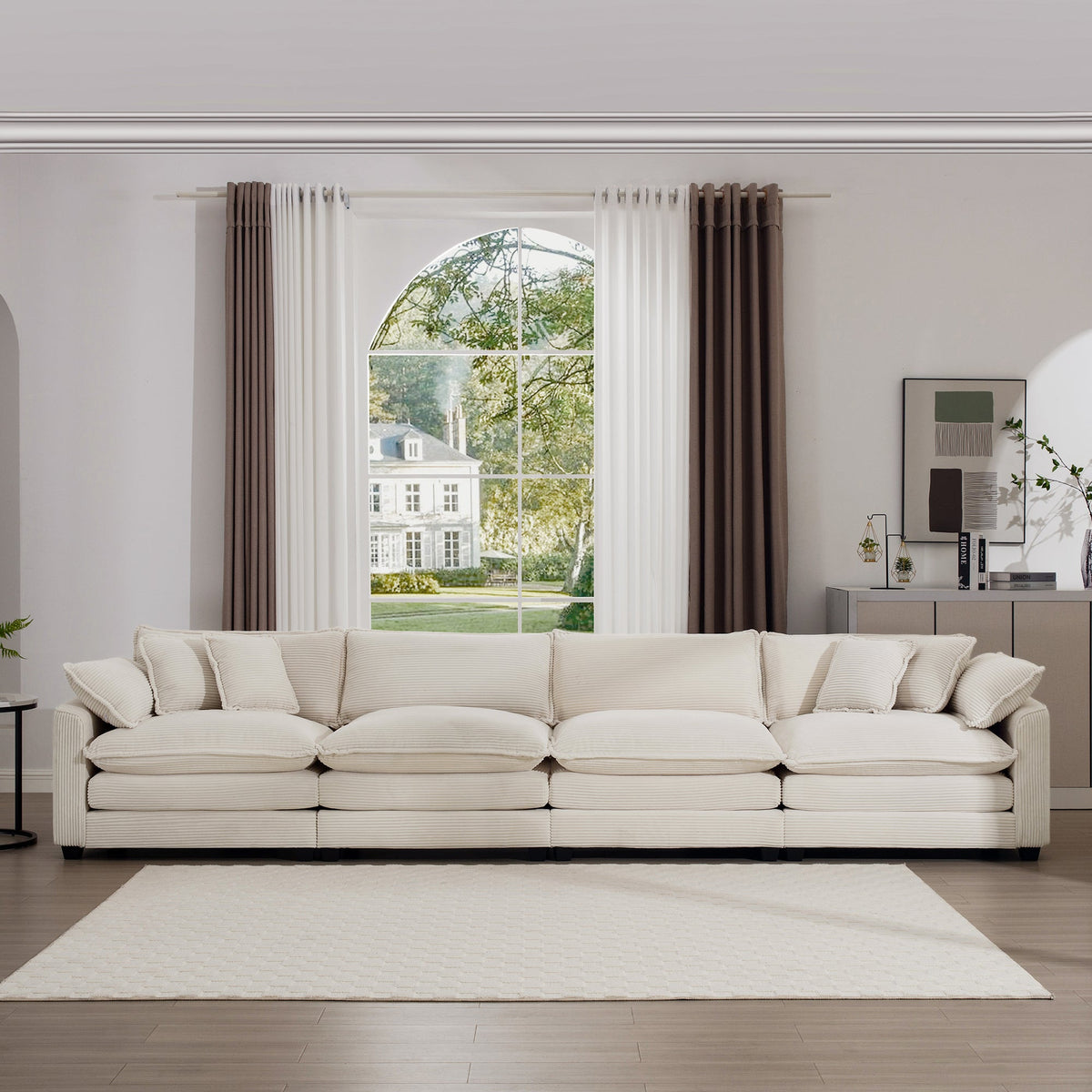 Modern Upholstered 4 Seater Fabric Sofa