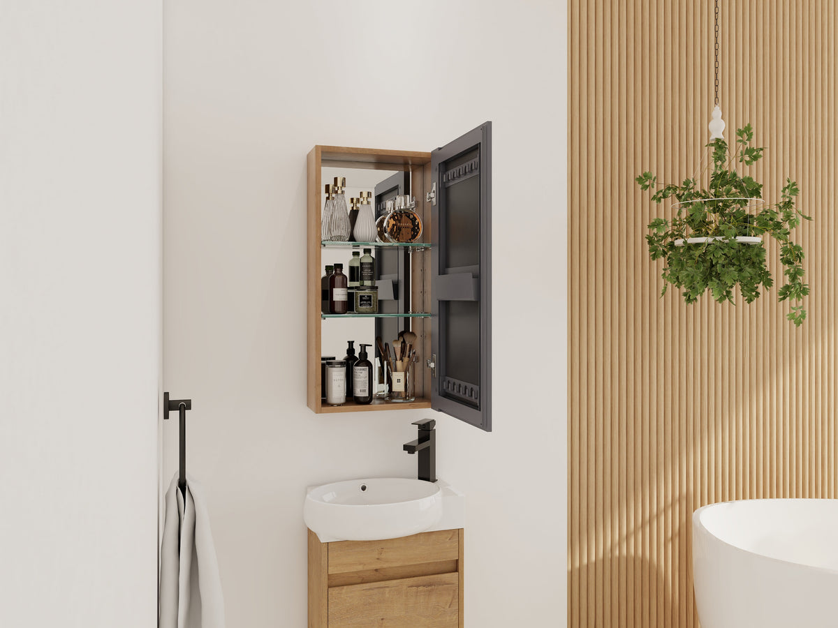 14" Bathroom Mirror Cabinet with Storage