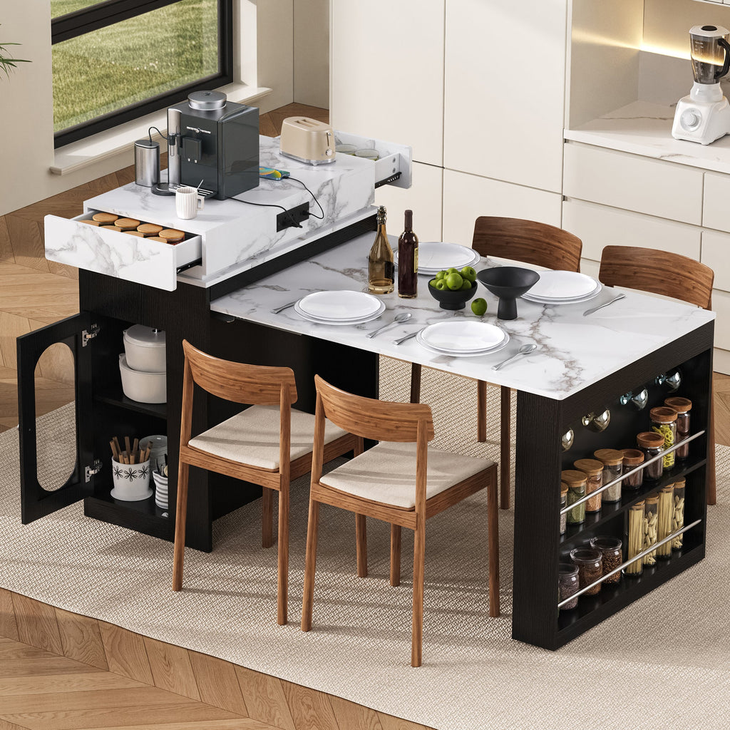 TREXM Extendable Dining Table with Folding Tabletop