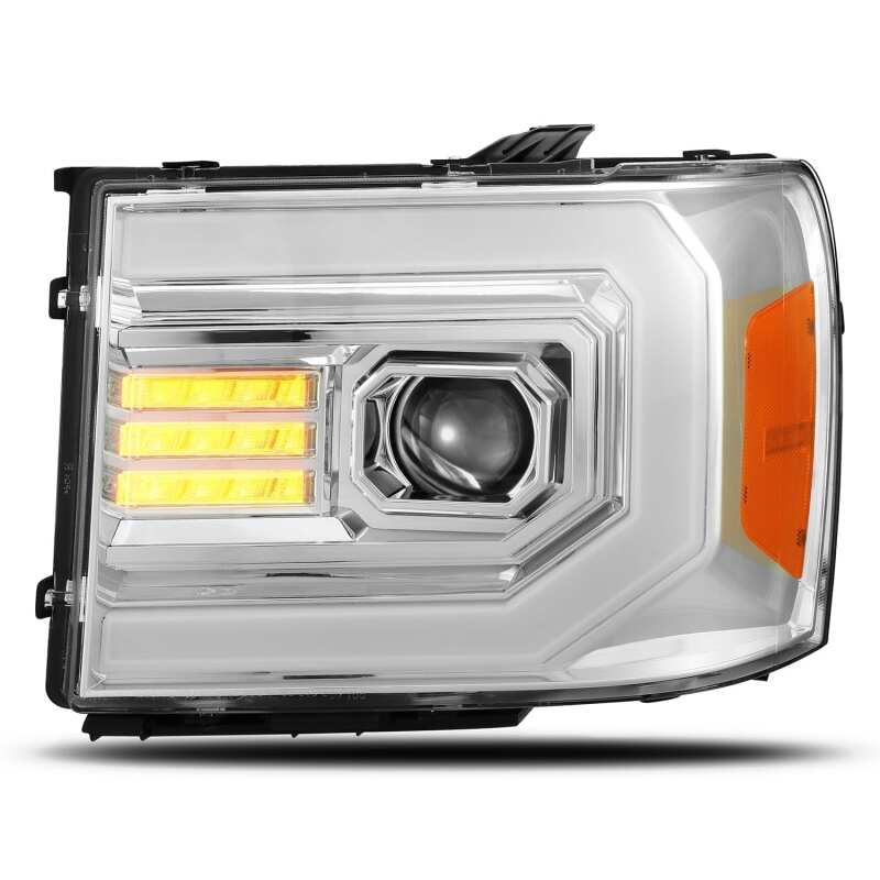 AlphaRex 07-13 GMC Sierra 1500 (No Clsc) LUXX-Series LED Proj HL Chrome w/Actv Lgt & Seq.Sig / DRL 880096 *Discontinued
