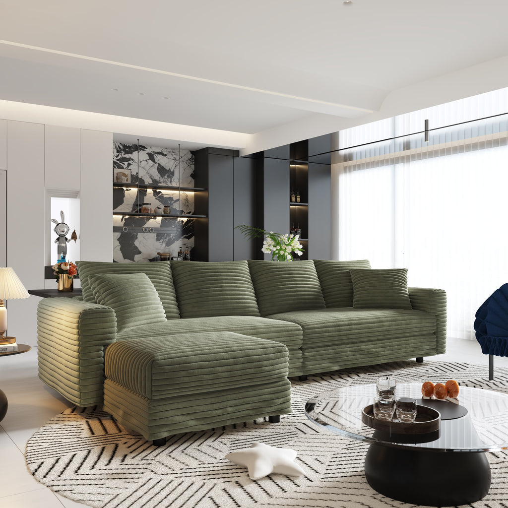 Plush Corduroy 4-Seat Sofa