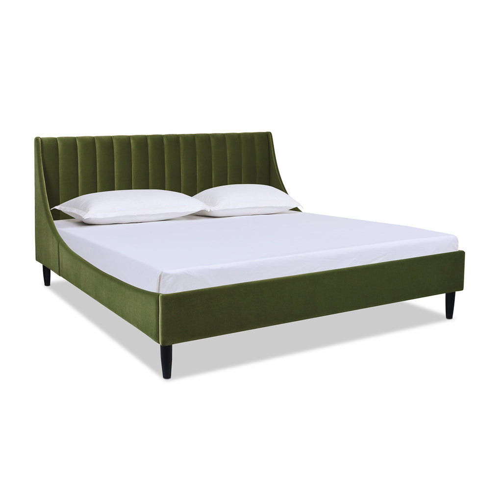Aspen Vertical Tufted Headboard Platform Bed Set, King, Olive