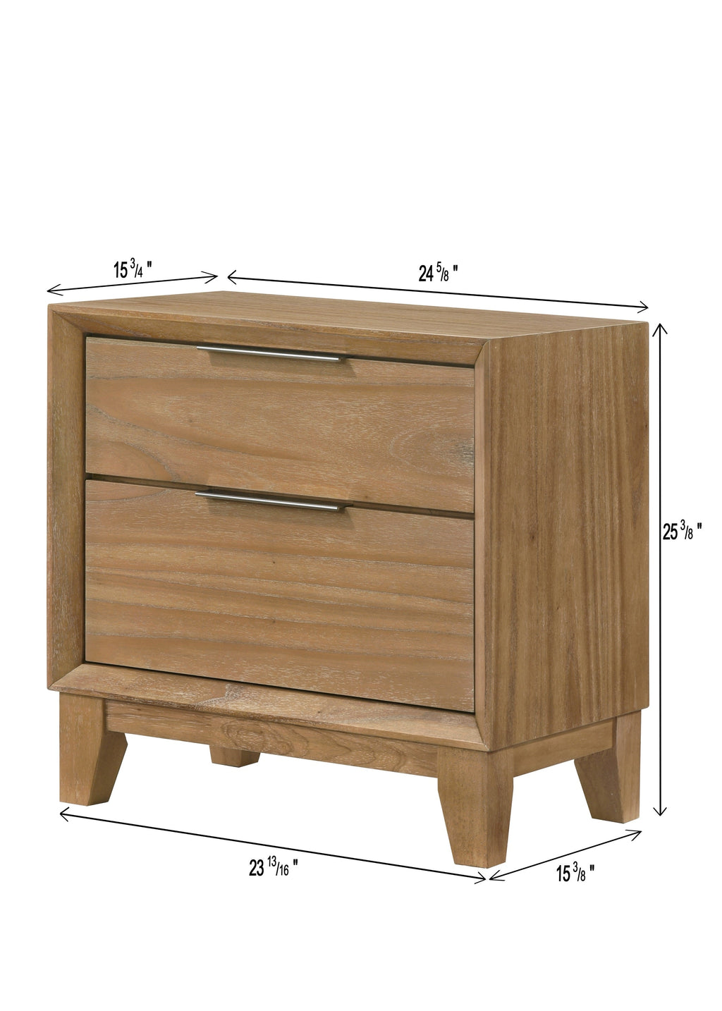 1pc Contemporary 2-Drawer Nightstand