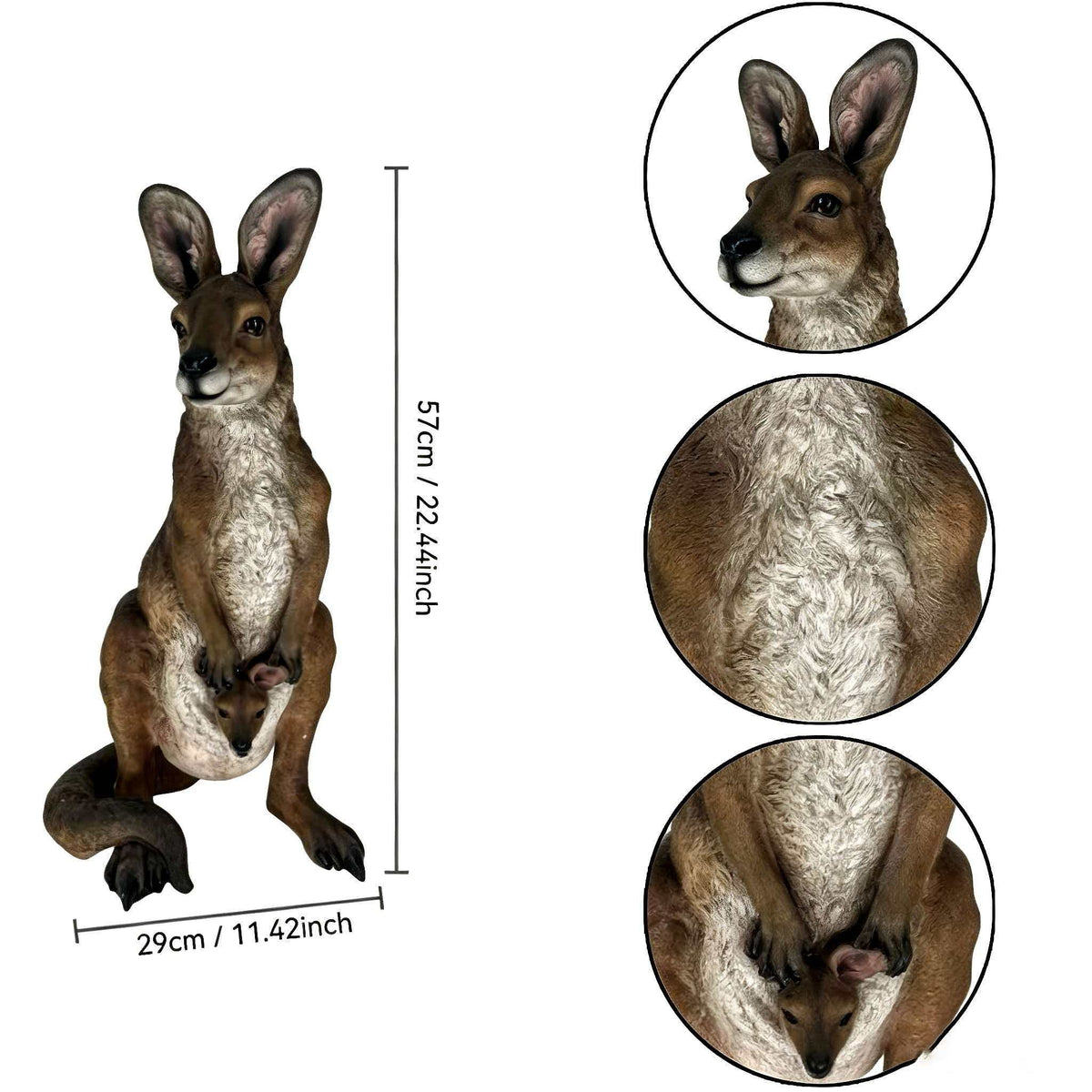 22'' Mother Kangaroo with Joey Statue