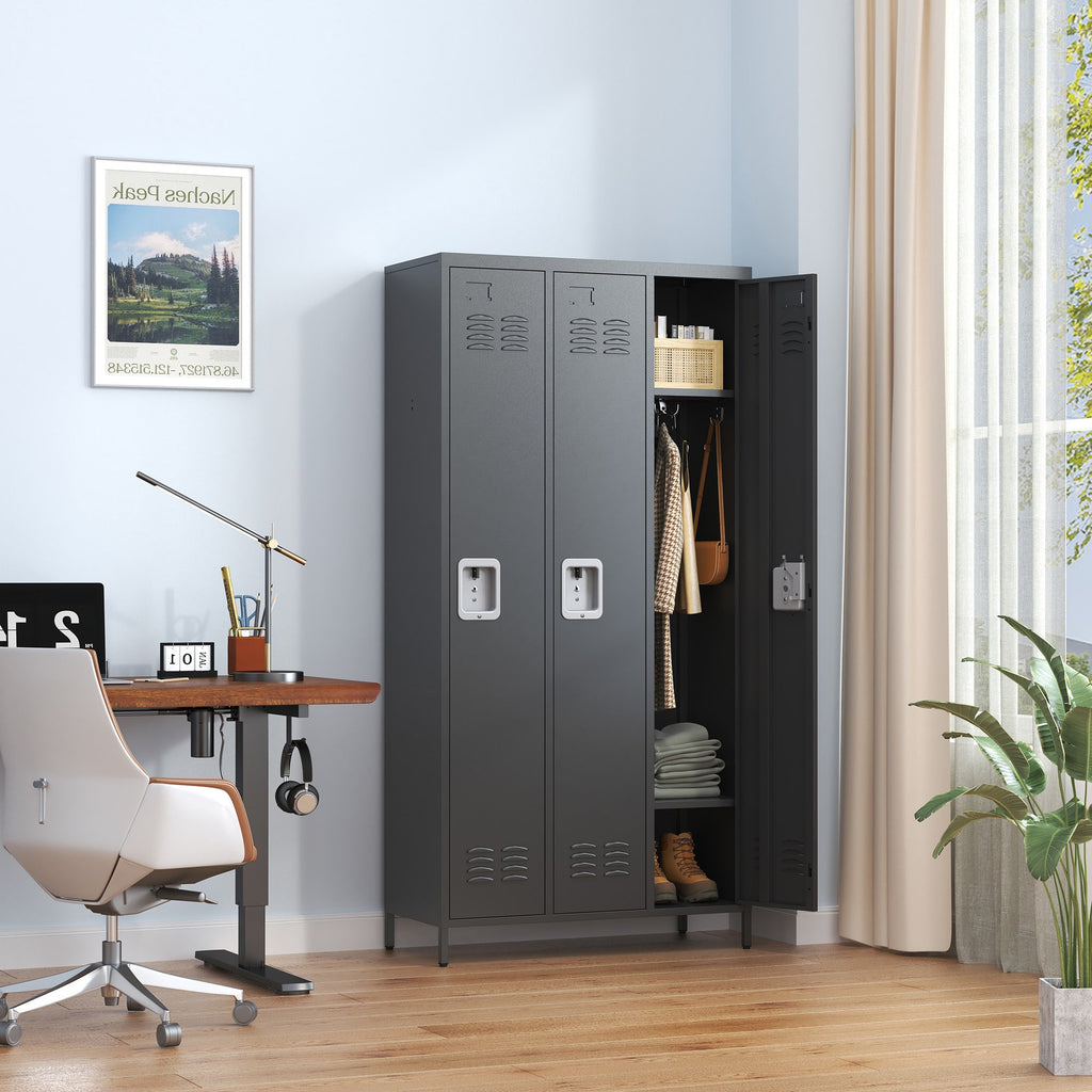 3 Door 72"H Metal Lockers With Lock for Employees