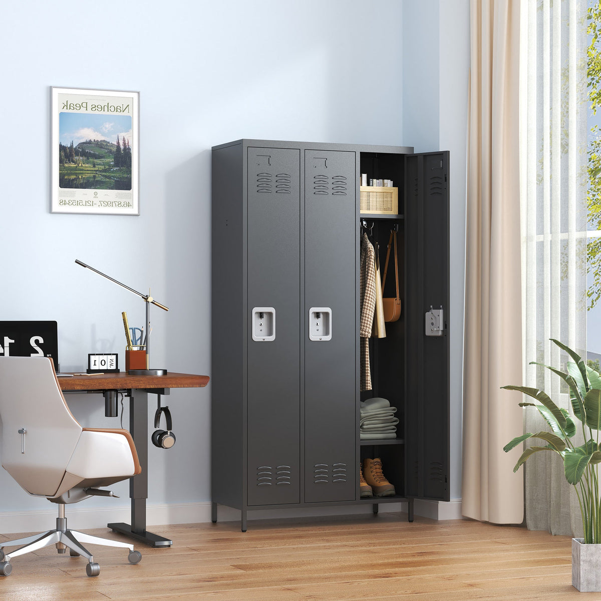 3 Door 72"H Metal Lockers With Lock for Employees