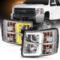 ANZO 07-13 Chevrolet Silverado 1500/2500/3500 Proj Headlights w/ Plank Style Switchback Chrome w/Amb 111411