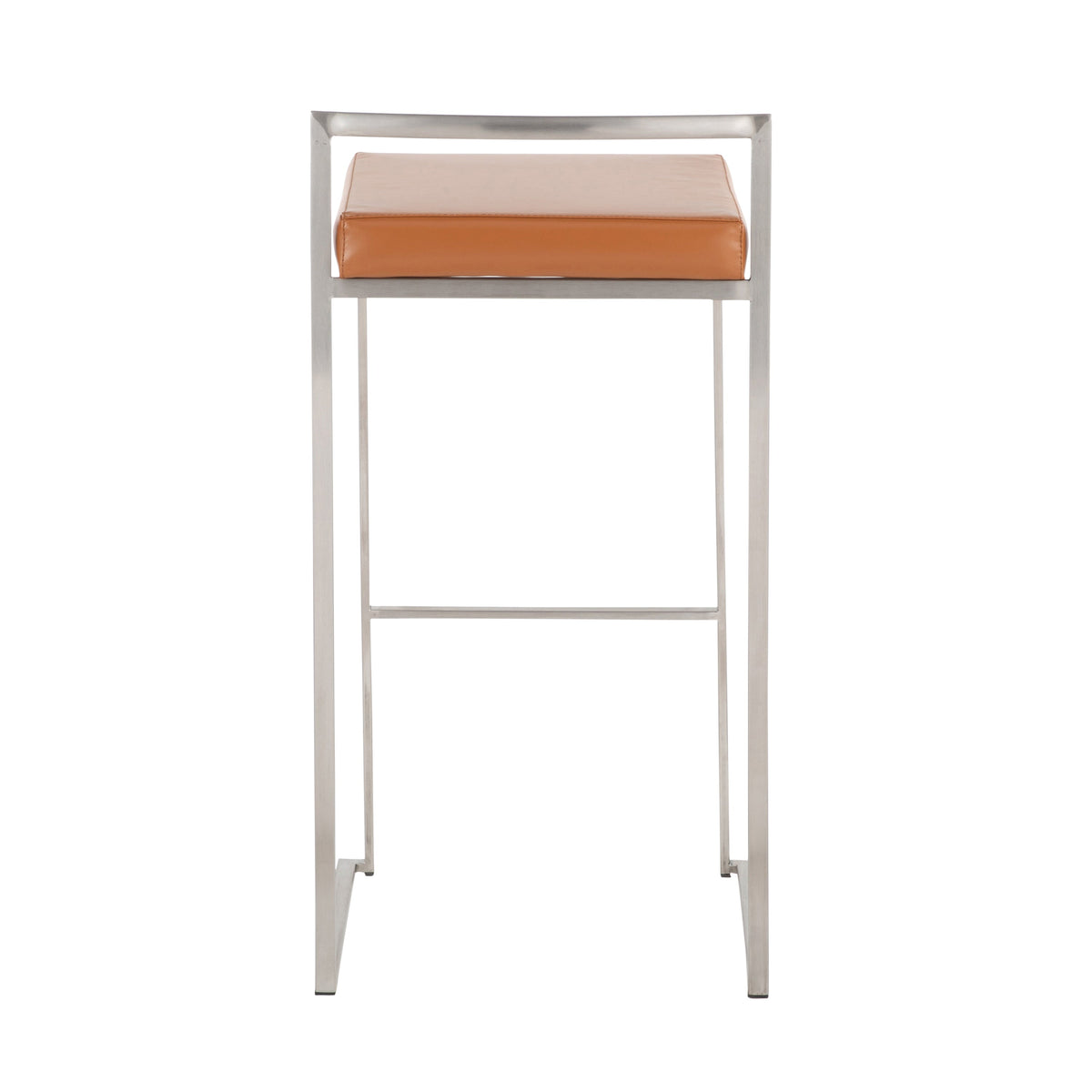 Contemporary Stackable Barstool with Camel Faux Leather - Set of 2