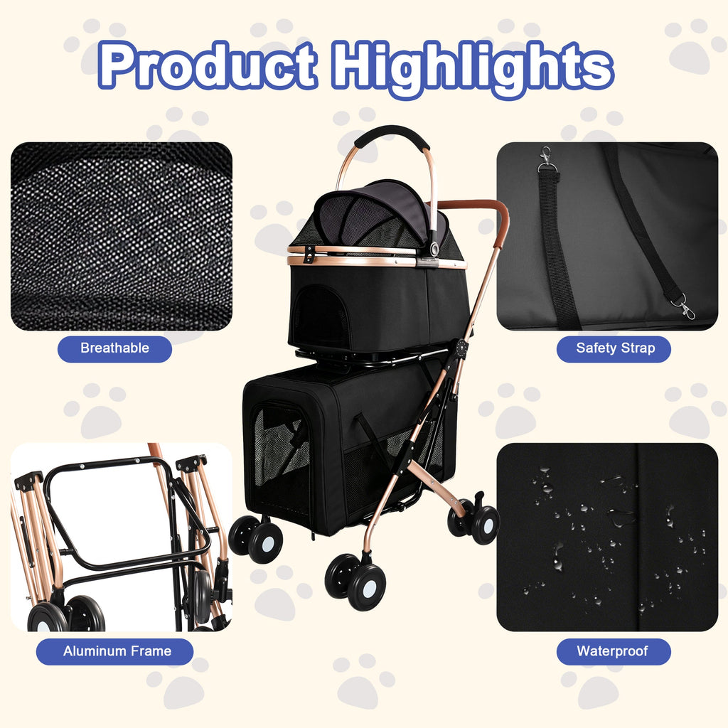 Double Pet Stroller for Dogs and Cats