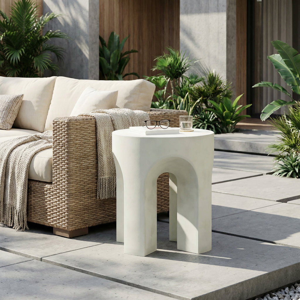 Outdoor MGO Round Top Side Table/End Table, Antique