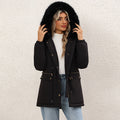 Women's Fleece-lined Mid-length Hooded Cotton Padded Jacket