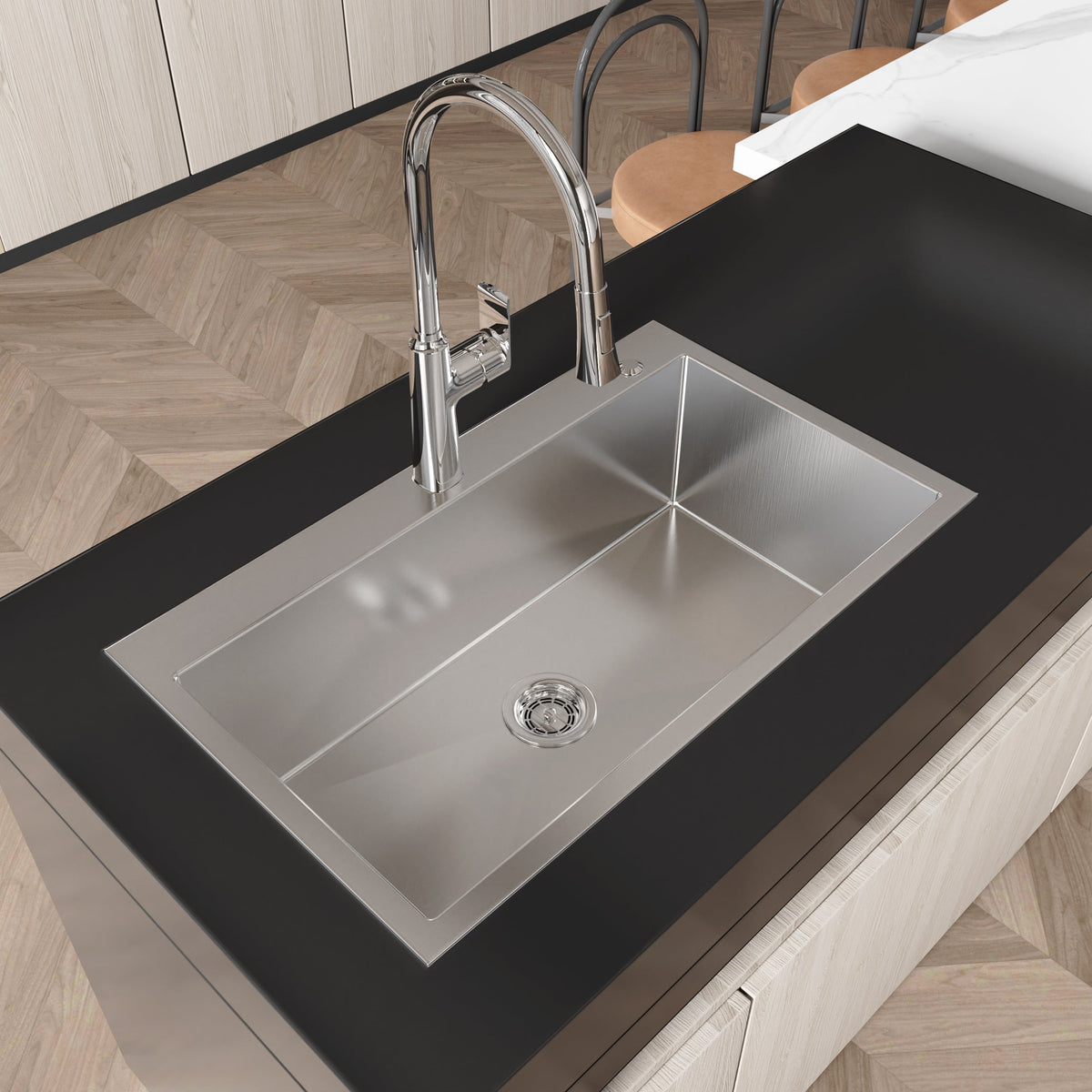 Stainless Steel Kitchen Sink - 32"x19" Single Bowl