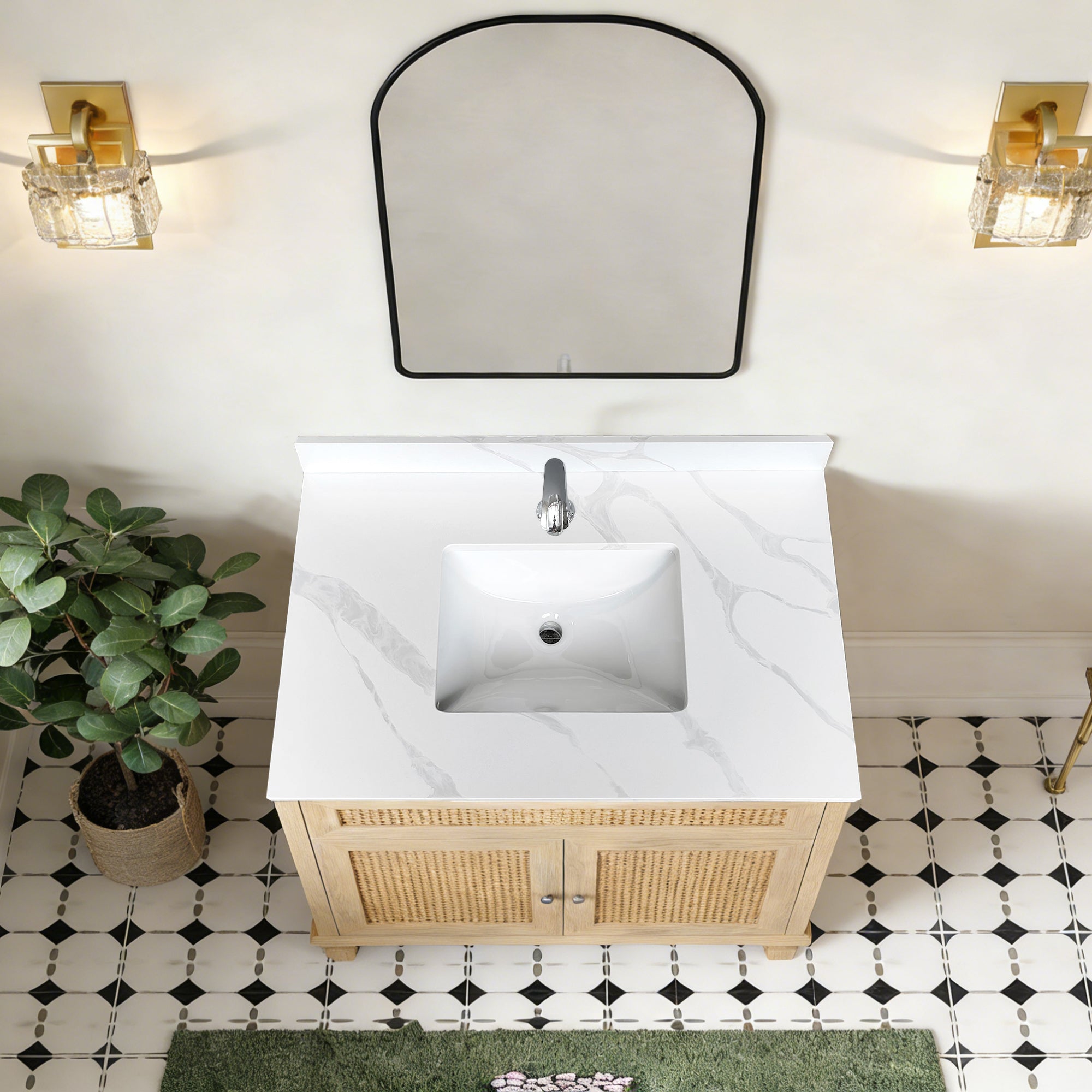 37-Inch Quartz Bathroom Vanity Top with Undermount Sink