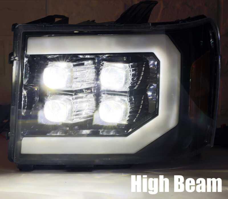 AlphaRex 07-13 GMC 1500HD NOVA LED Proj Headlight Plank Style Gloss Blk w/Activ Light/Seq Signal/DRL 880609 *Discontinued