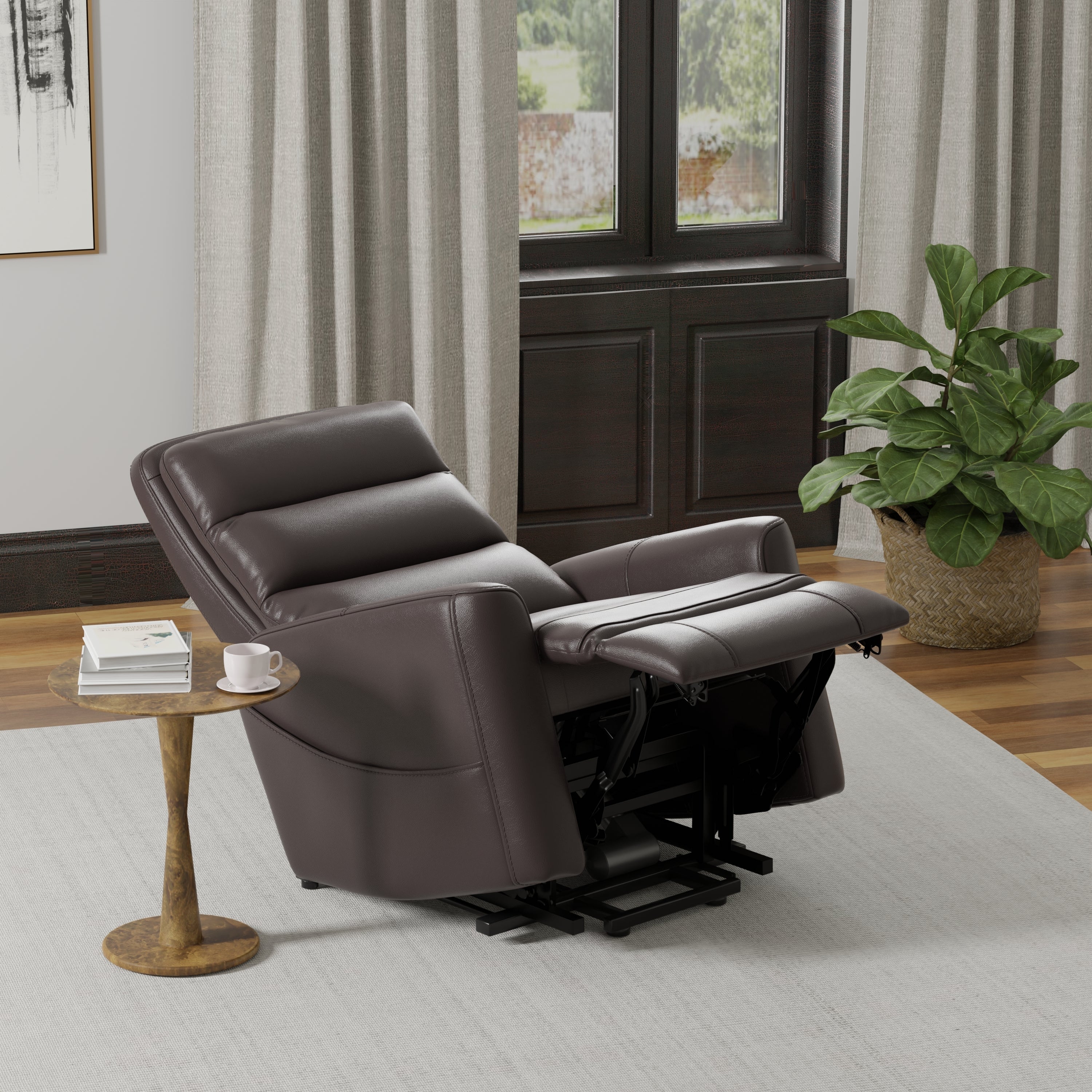 Faux Leather Power Lift Chair in Bentley