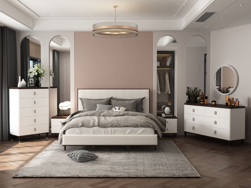 Carena 5-Piece Bedroom Set (E.King, Dresser, Chest, Mirror, Nightstand)