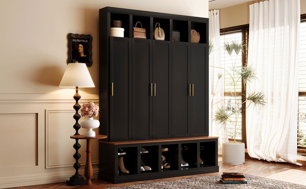 U-Can Farmhouse Entryway Storage Cabinet Coat Closet