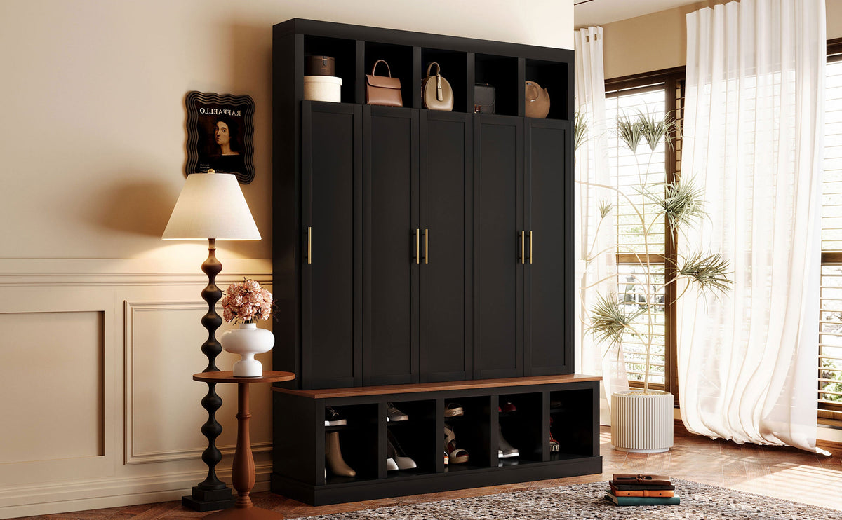 U-Can Farmhouse Entryway Storage Cabinet Coat Closet