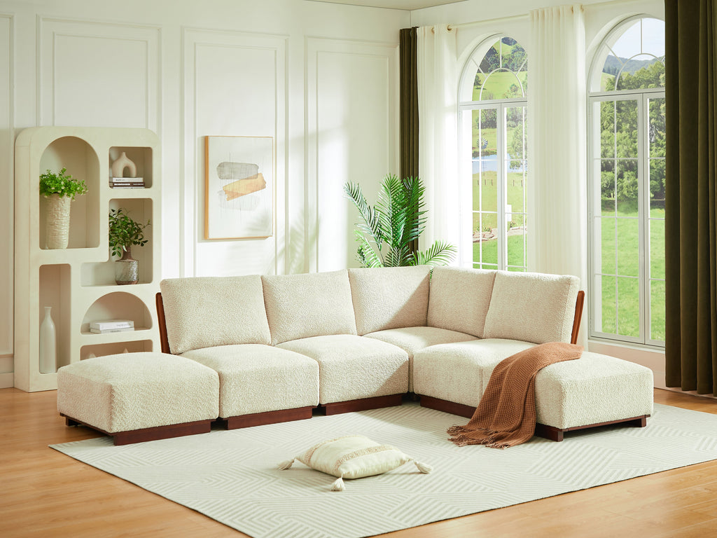 Velora 116 in. L Shaped Boucle Modular Sectional Sofa