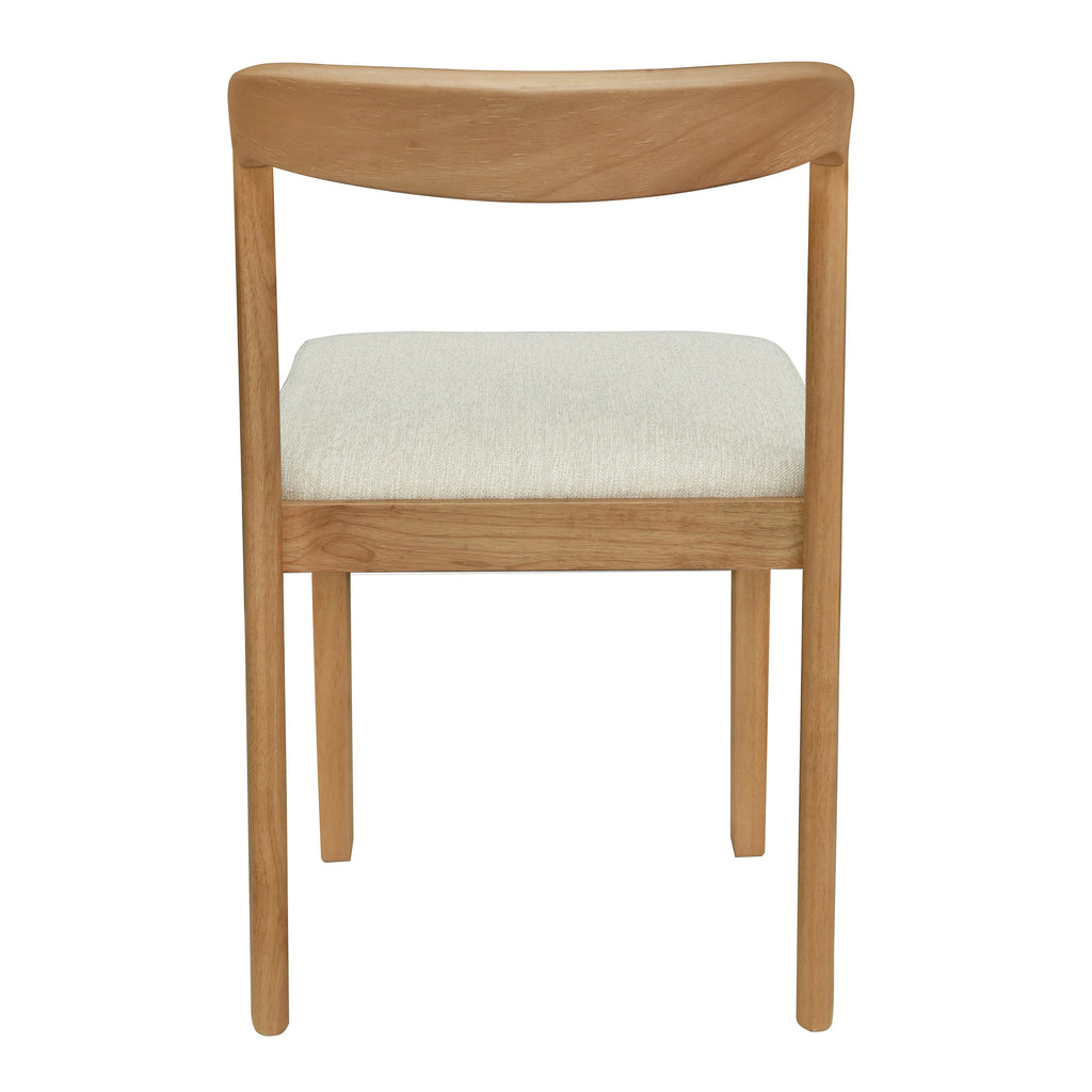 Solid Rubber Wood Dining Chairs (Natural Oak+Beige) - Set of 2