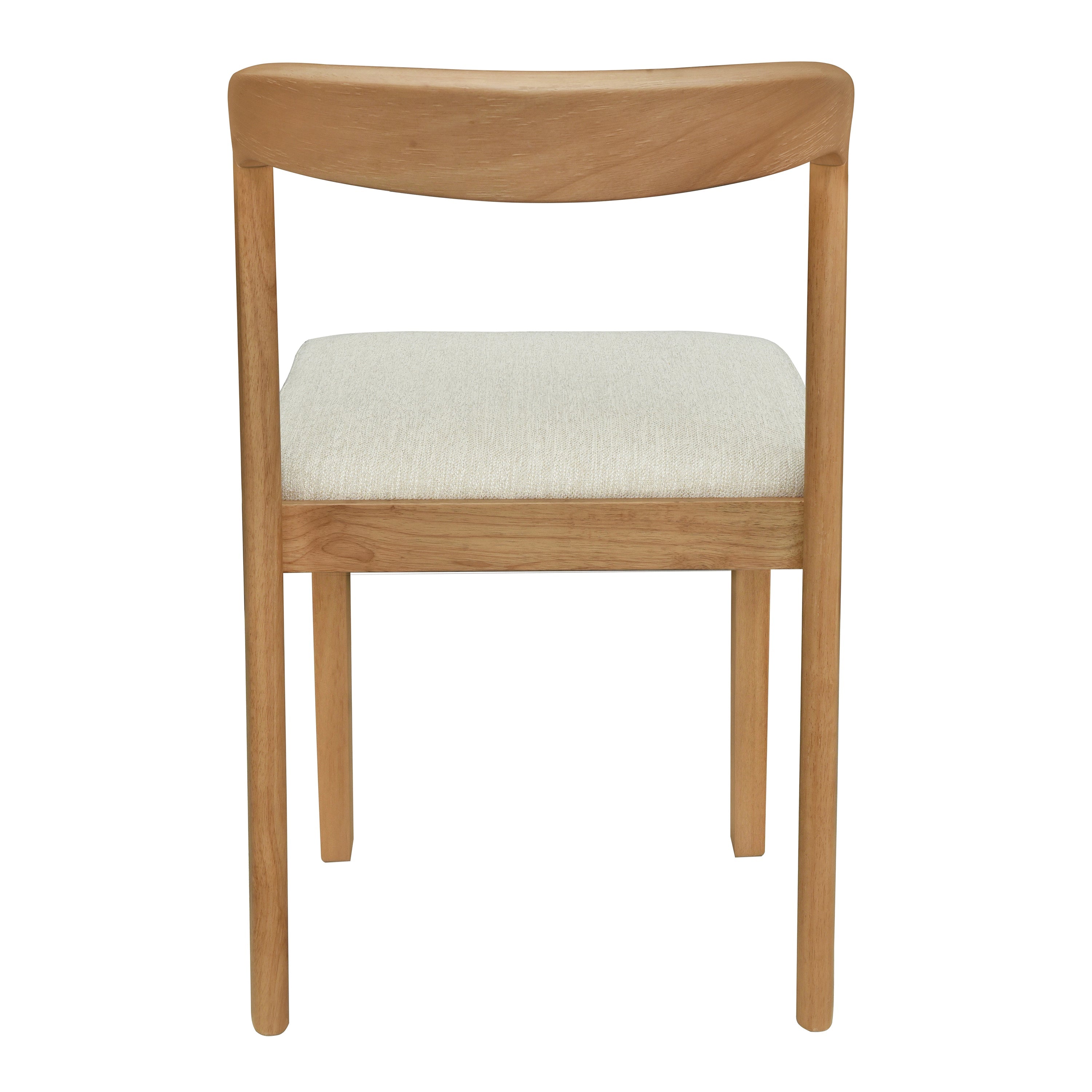 Solid Rubber Wood Dining Chairs (Natural Oak+Beige) - Set of 2