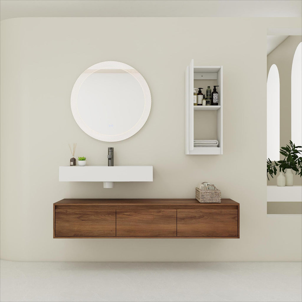 60 Inch Wall-Mounted Bathroom Vanity with Resin Sink