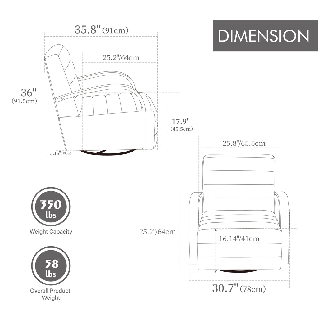 30.7" Modern Upholstered 360° Swivel Accent Chair