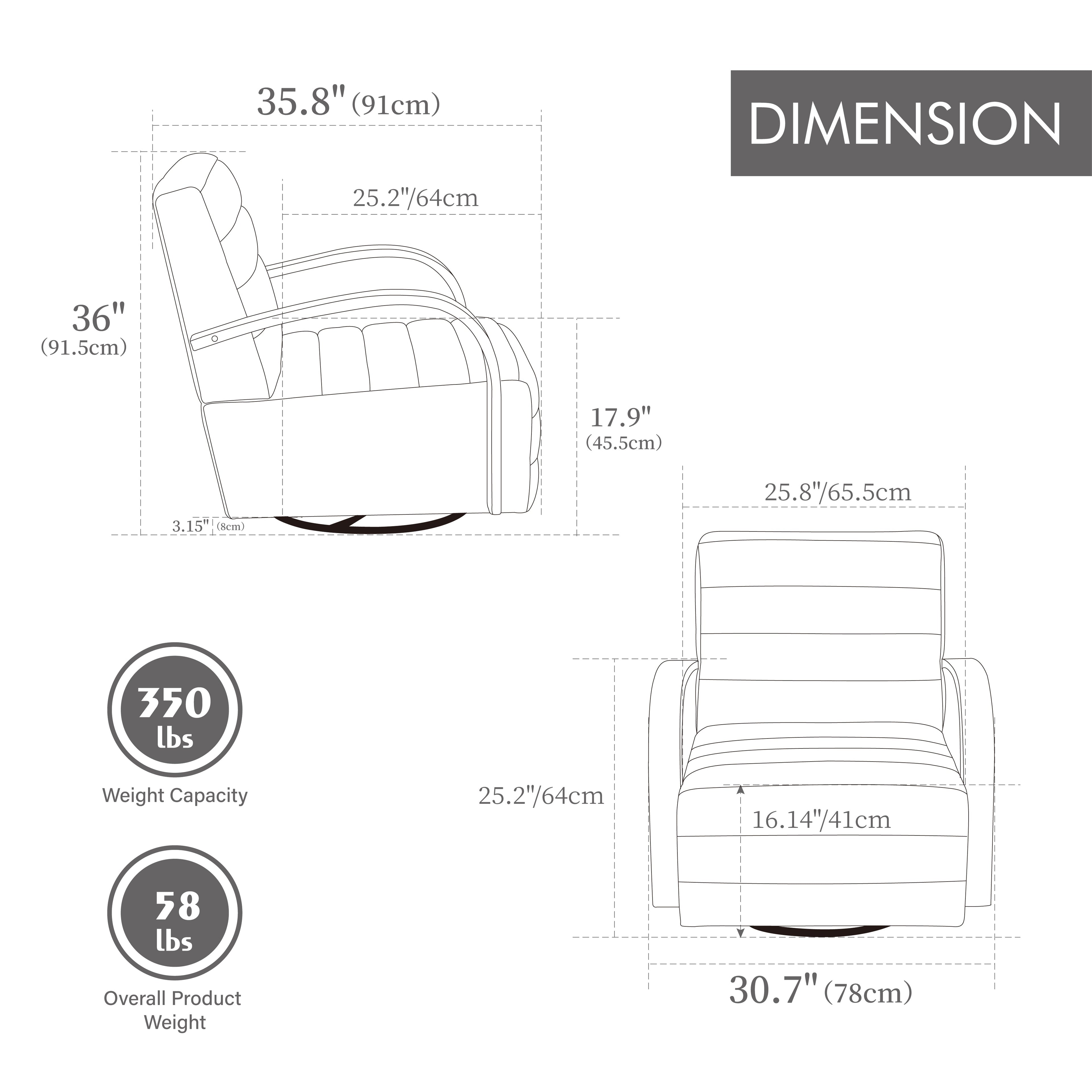 30.7" Modern Upholstered 360° Swivel Accent Chair