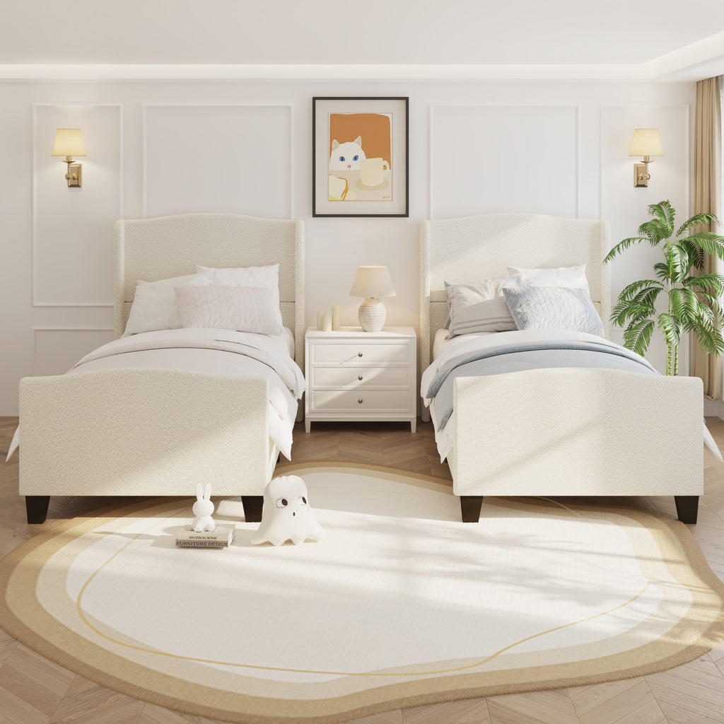 Twin Size Bed Frame with Upholstered Headboard