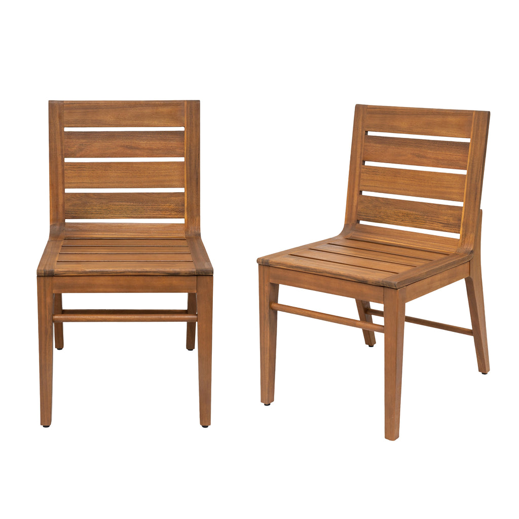 Outdoor Acacia Wood Dining Chair Set of 2