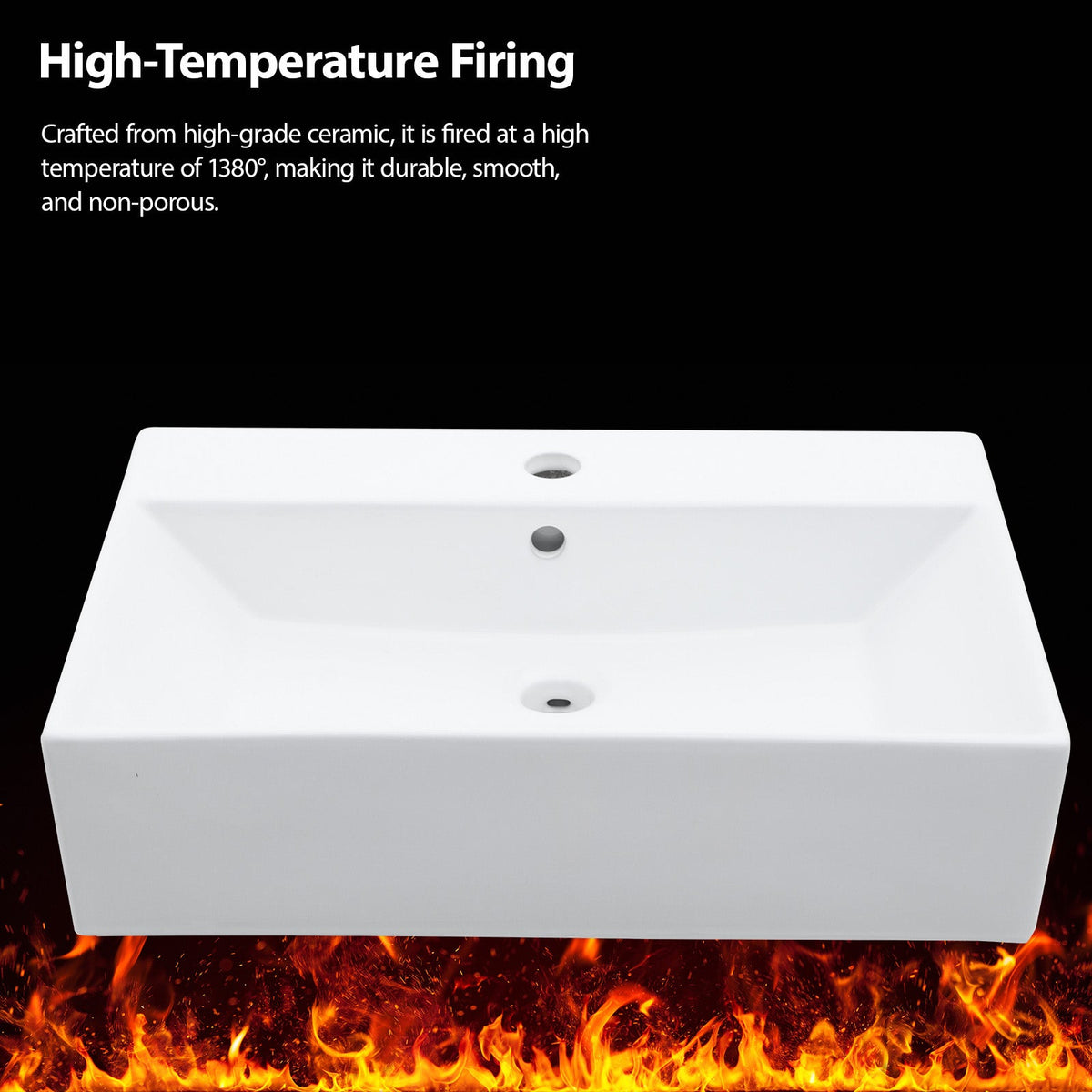24" x 16.75" Bathroom Ceramic Console Sink with Overflow