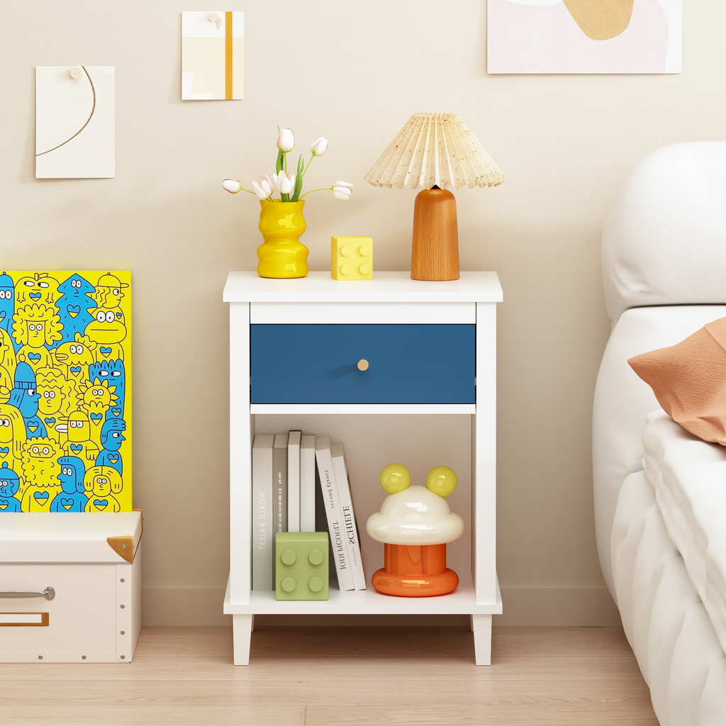 26.77''H Wooden Nightstand with One Drawer One Shelf