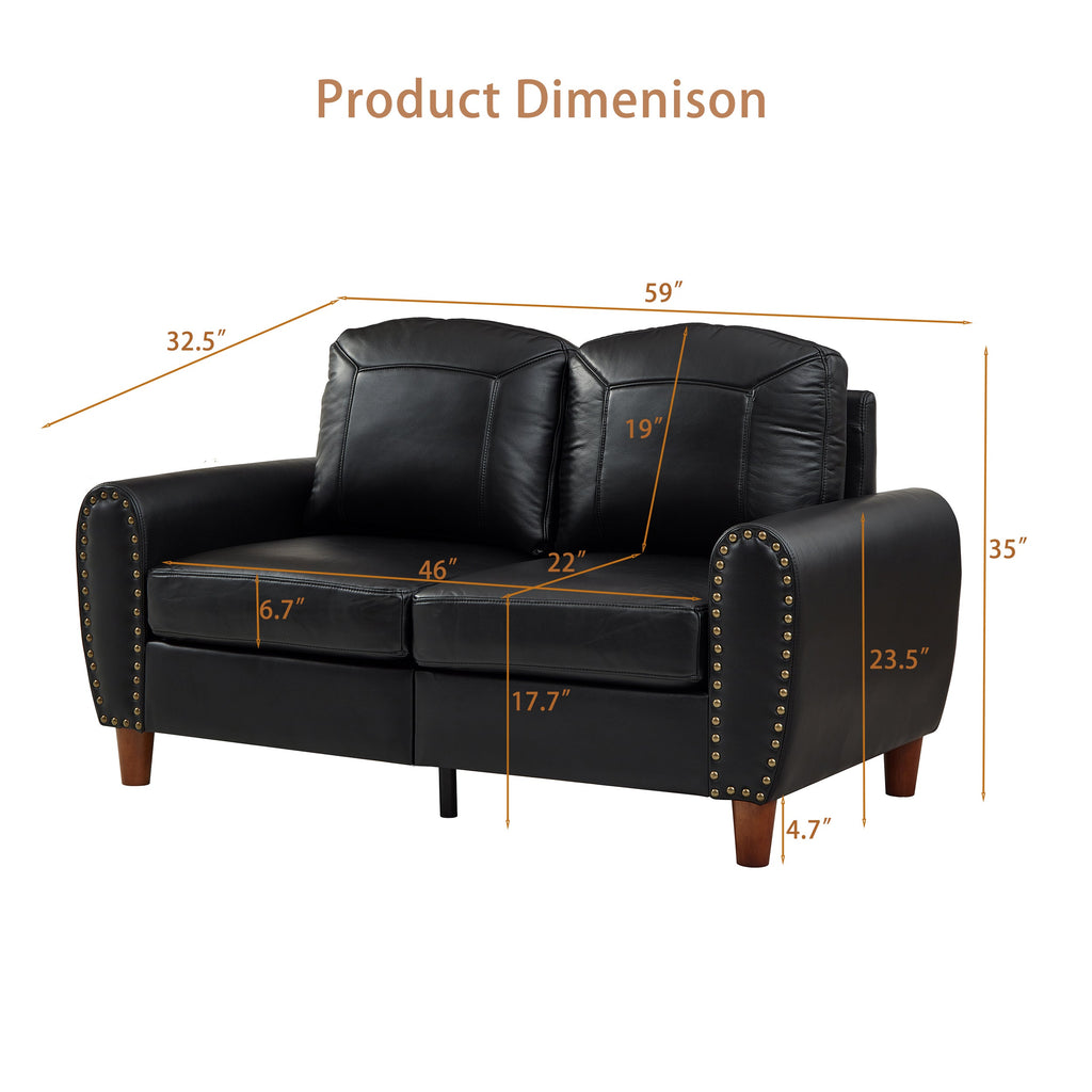 Classic 59" Faux Leather Loveseat