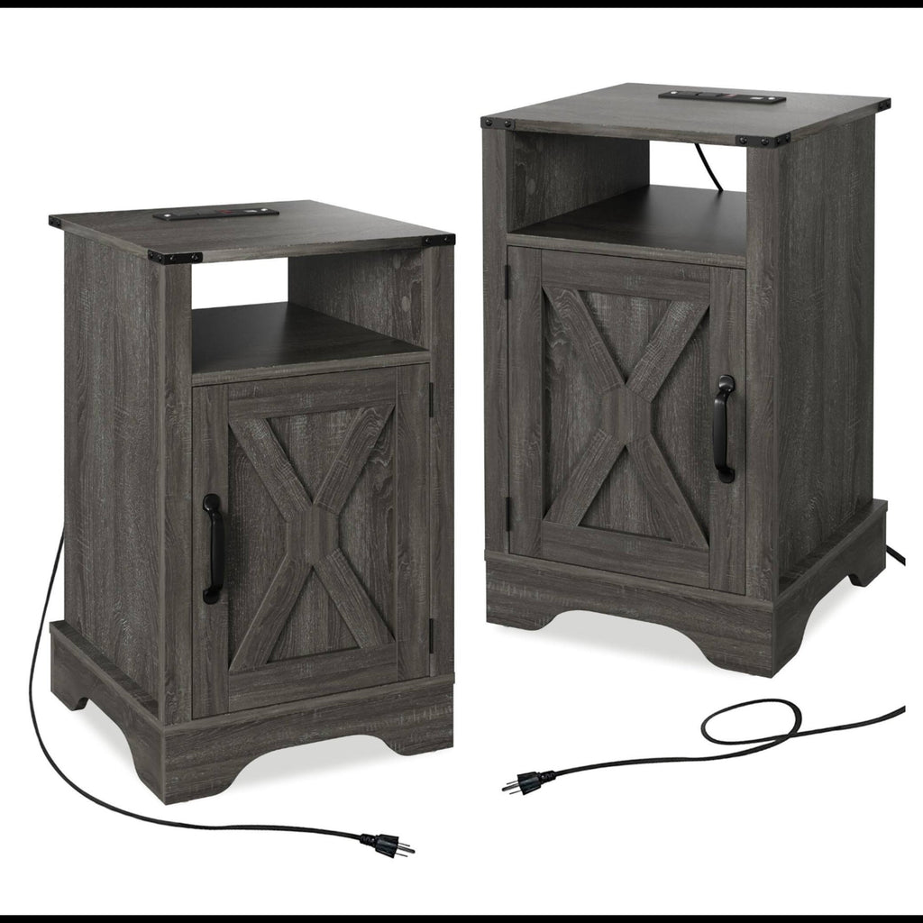 Set of 2, 16" Dark Grey Nightstands