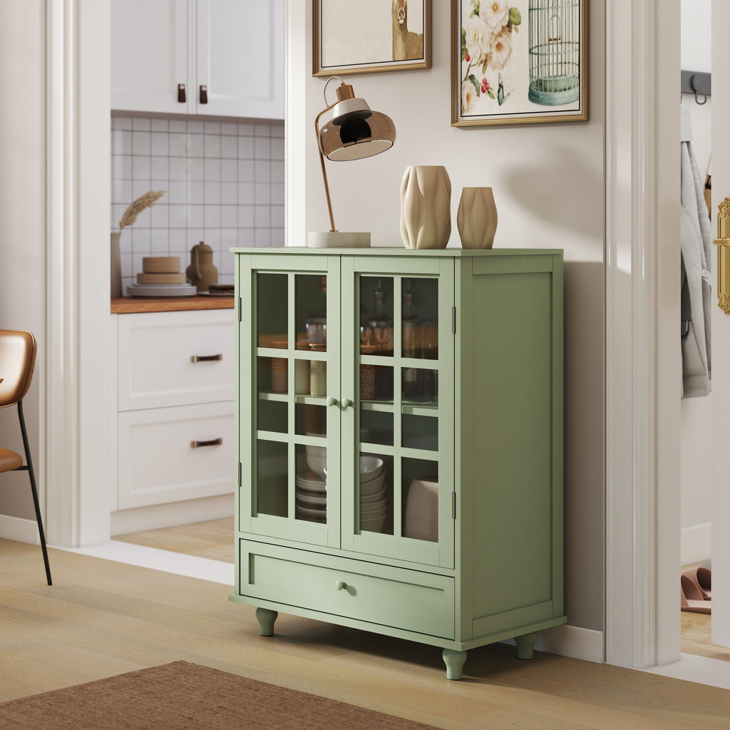 Minimalism Buffet Cabinet with Double Glass Doors