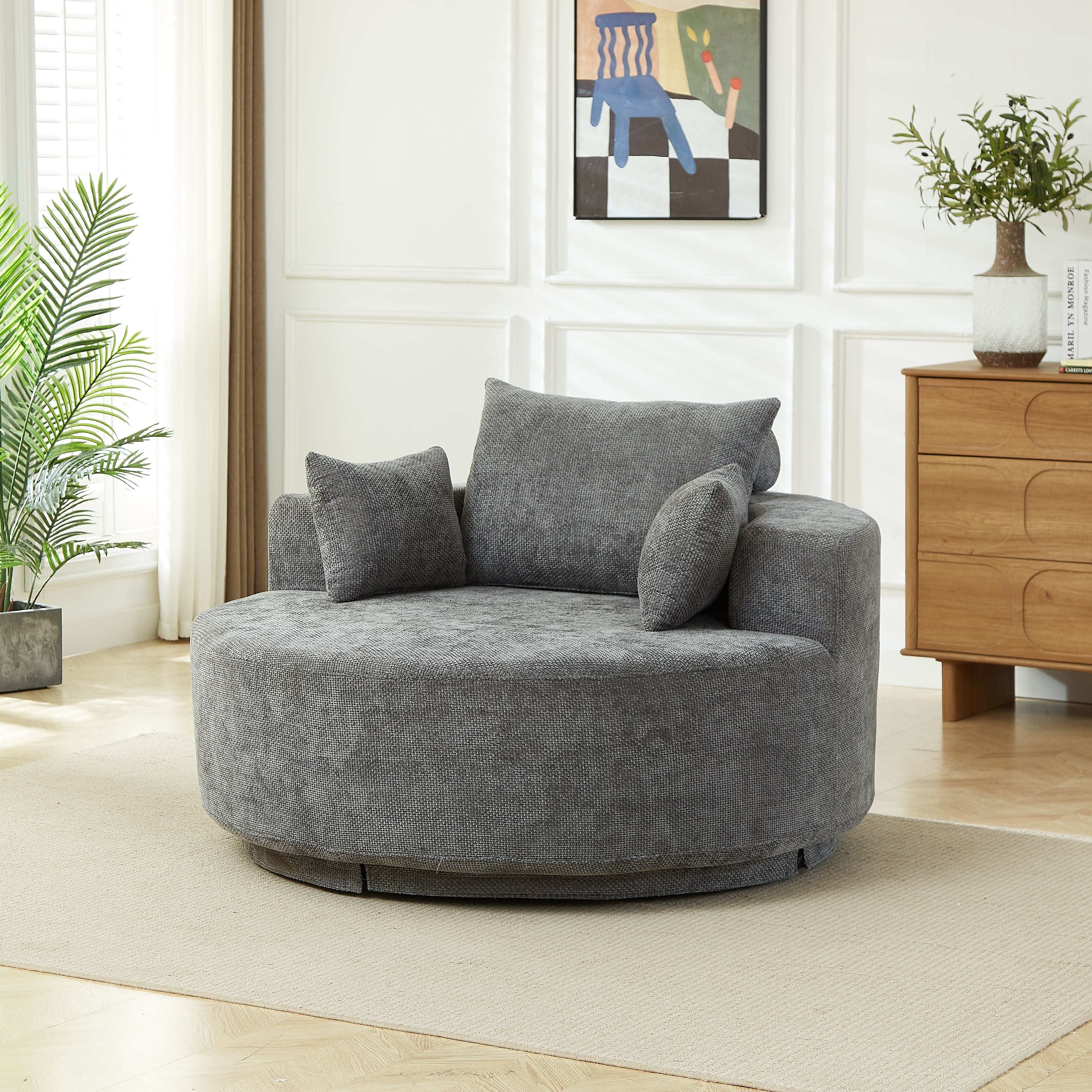 55''L Chenille Foam Single Swivel Chair