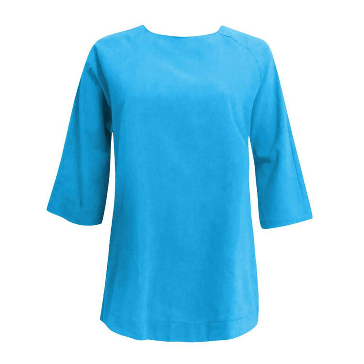 Solid Color Loose Round-neck Women's Shirt, European Style, Casual Style, Short Sleeve, Solid Color