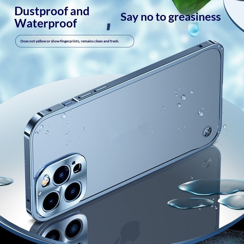 Magnetic Metal-frame Lens Case With Frosted Transparent Design And Seahorse Clasp For Phones