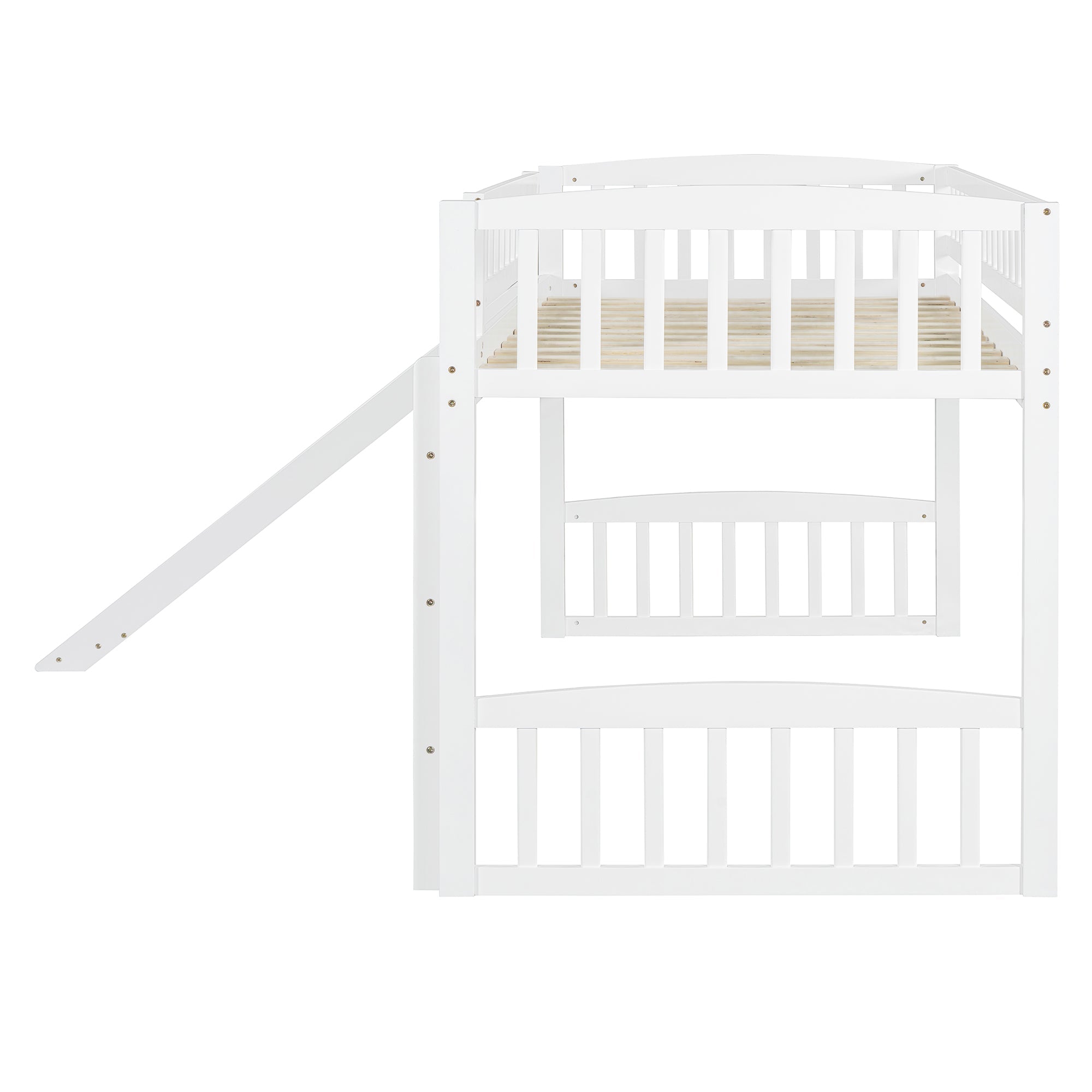 Twin Size Loft Bed With Slide And Ladder - White