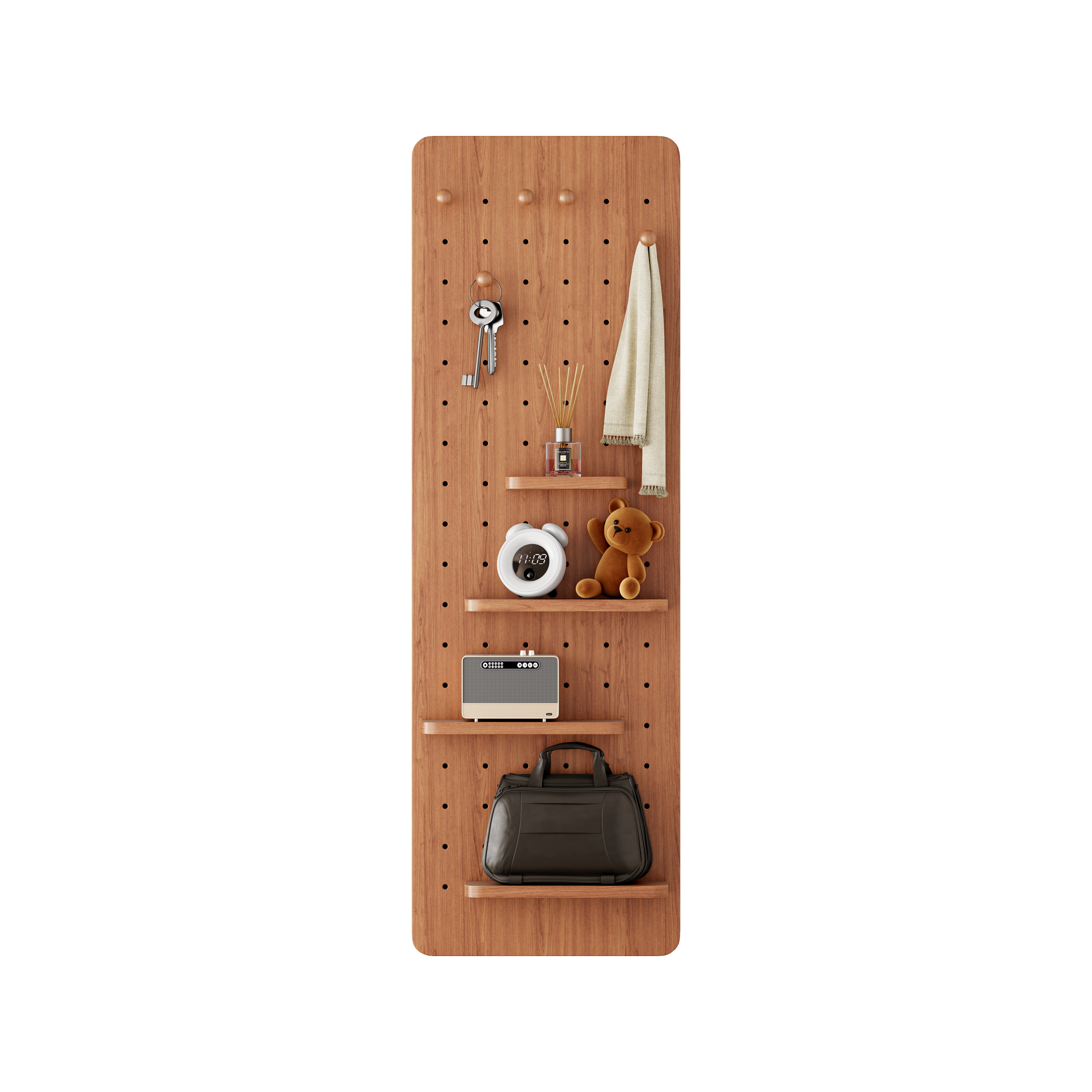 Cherry Color Wall-Mounted Full-Length Mirror