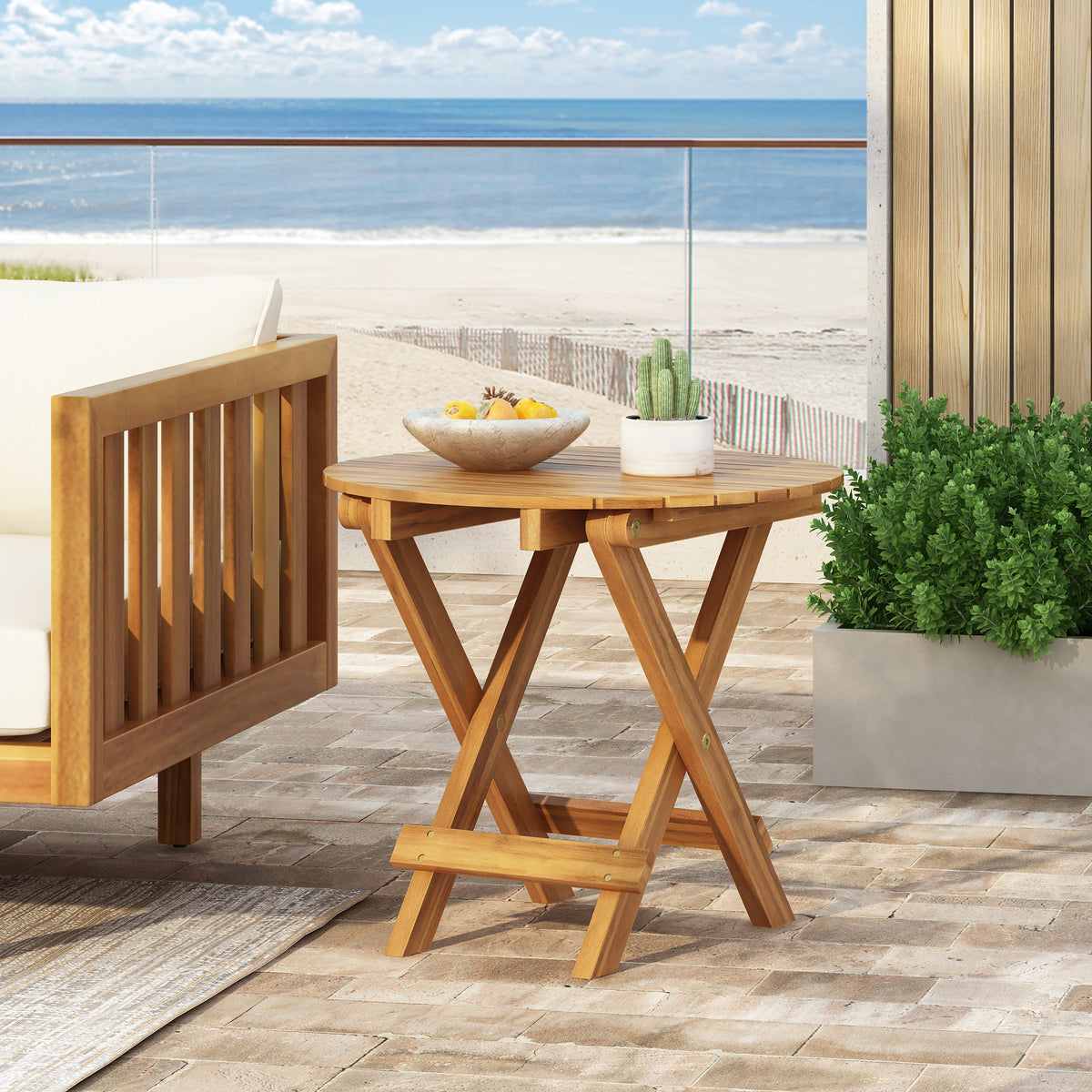 Patio Conversation Set, Outdoor Wood Conversation Seat