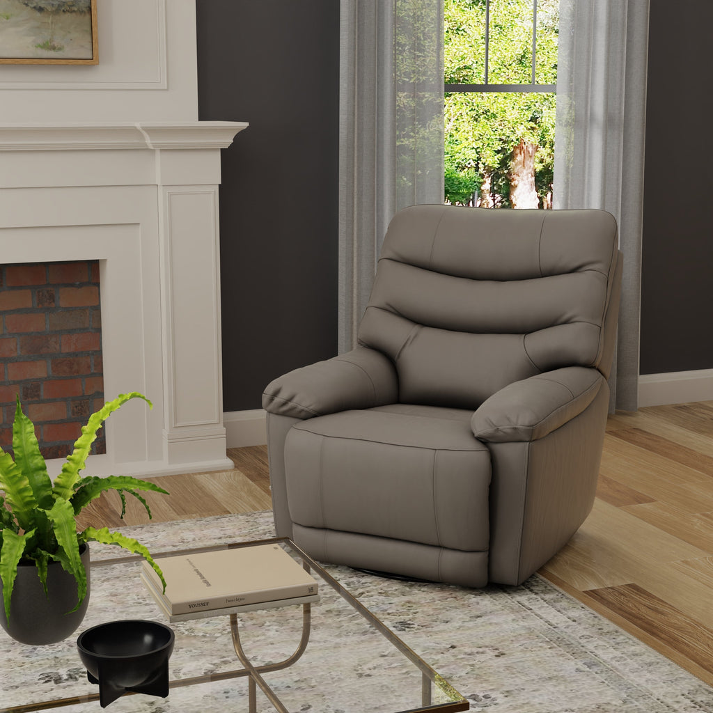 Global Home Swivel Glider Recliner with Manual Footrest In Oslo Sky