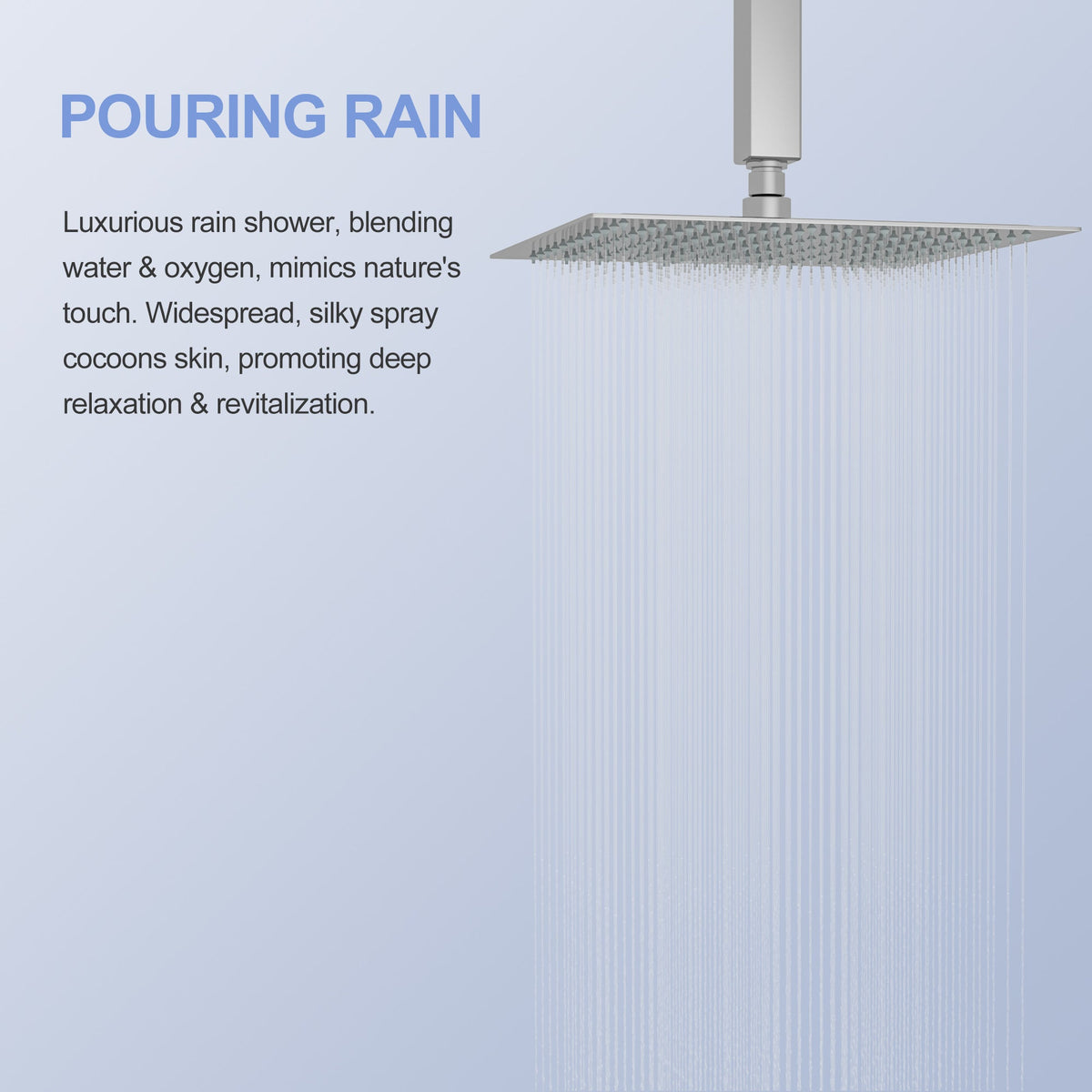 10" Square Rainfall Shower Head, Wall/Ceiling Mounted