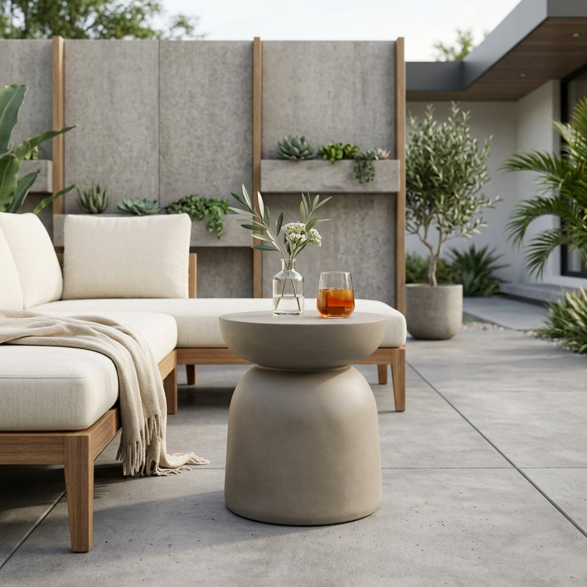 Outdoor Round Top MGO Drum Side/End Table