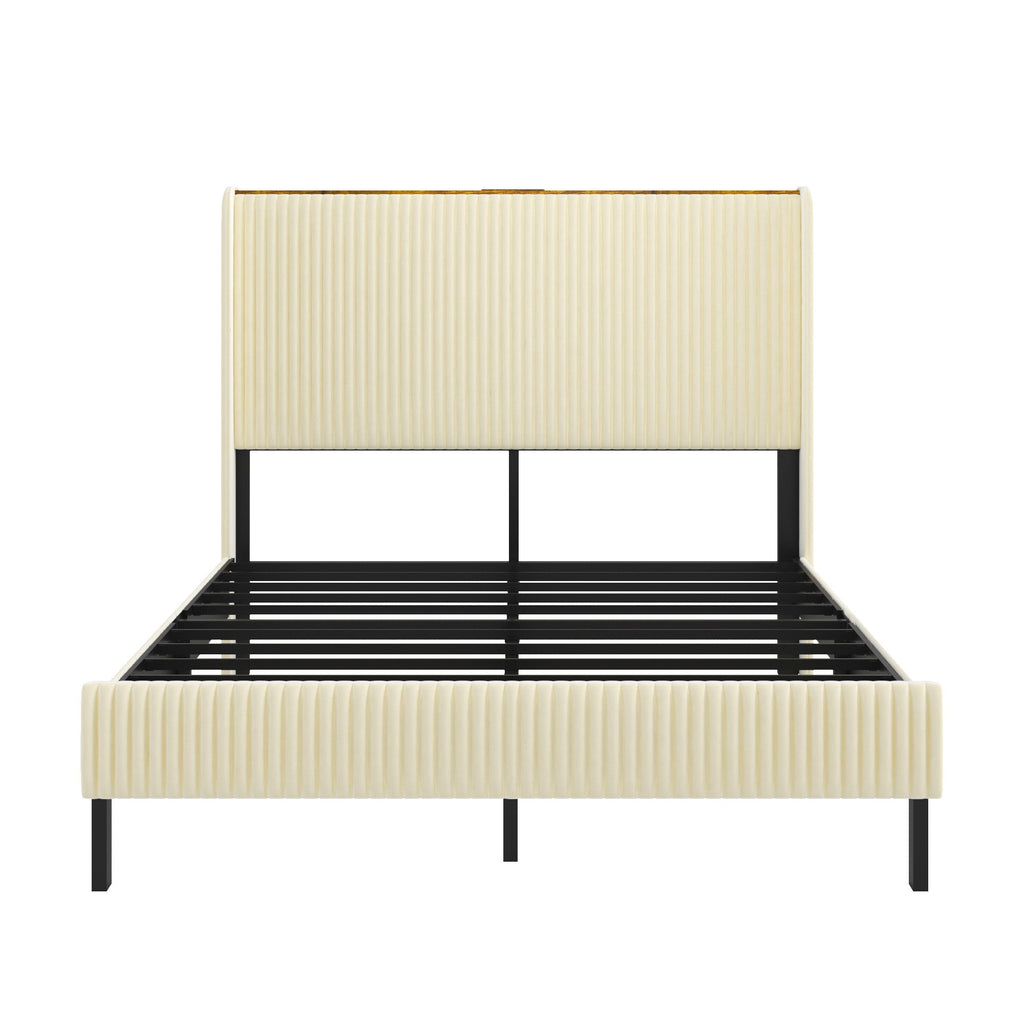 Full Size Platform Bed with Charging Station