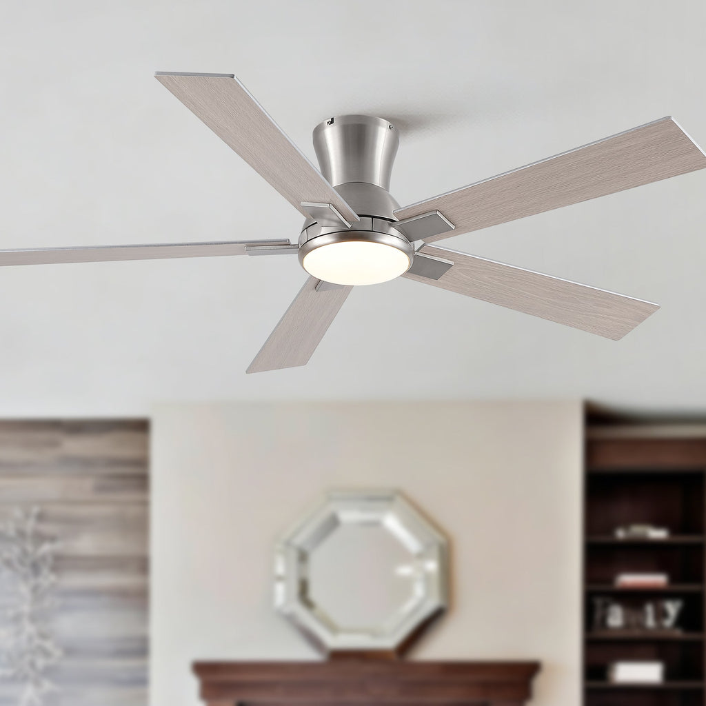 52" Modern Brushed Nickel Finish Reversible Quiet Motor Ceiling Fan